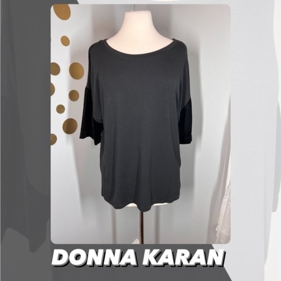 EUC Donna Karan Sleepwear Velvet Short Sleeve Tee - Picture 1 of 7